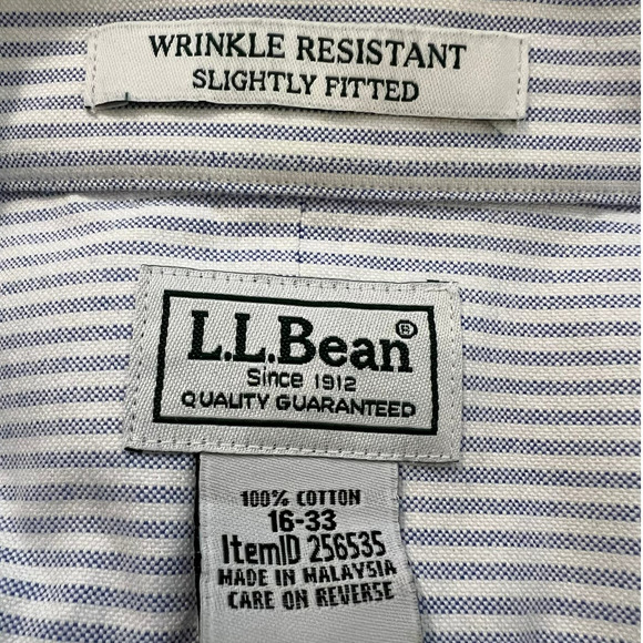 L.L. Bean Men's Button-down Shirt Size 16-33 in Blue and White Stripe - Picture 4 of 6